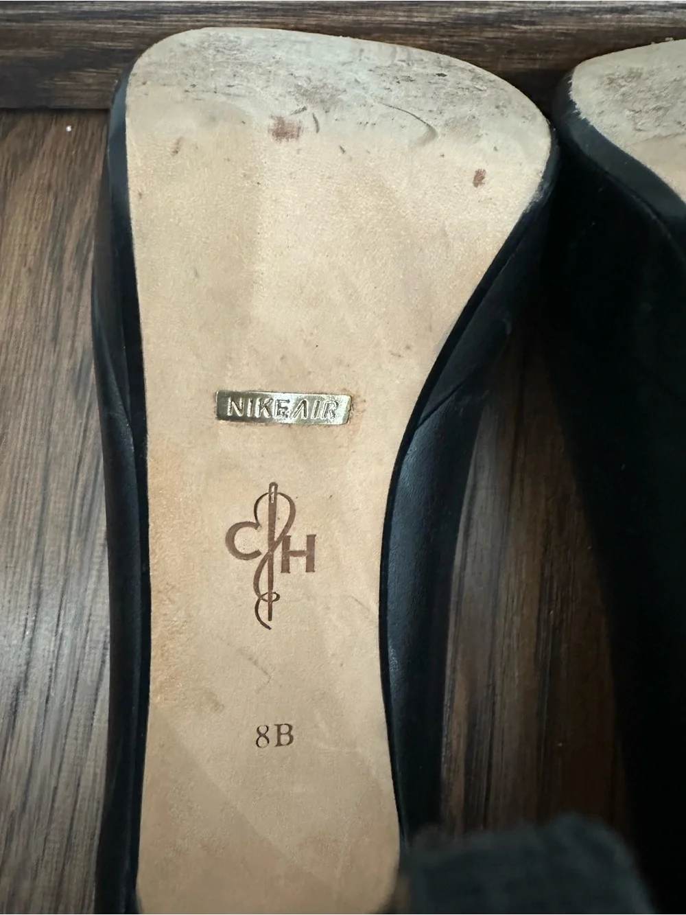 Cole Haan Black Leather Peep-Toe Heels x Nike Air Size 8